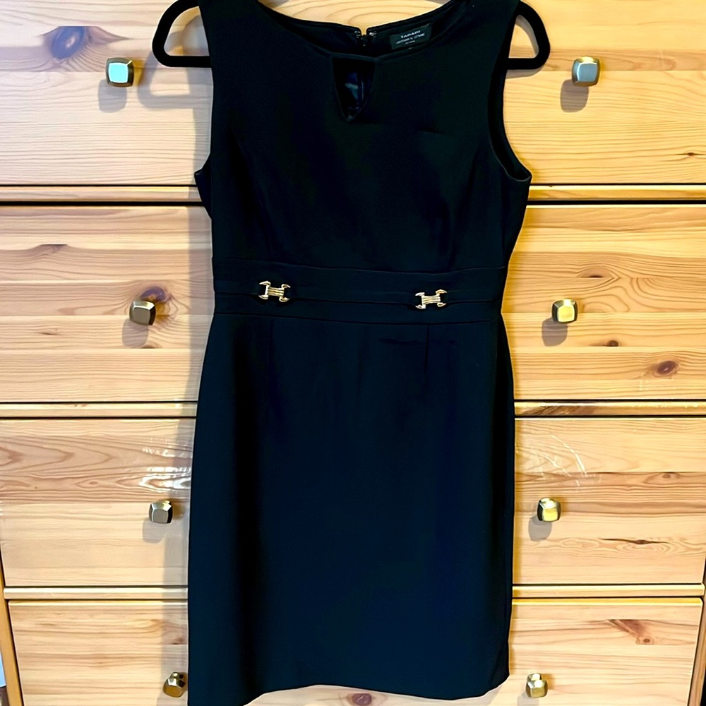 Tahari ASL petite sleeveless sheath dress with gold hardware
